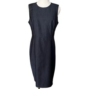 Calvin Klein Black and Navy Sleeveless Sheath Midi Dress Size 8